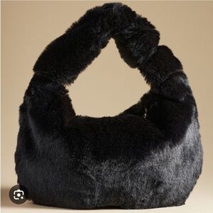 Anthropologie x Melie Bianco Black Faux Fur Bag NWOT! 🖤